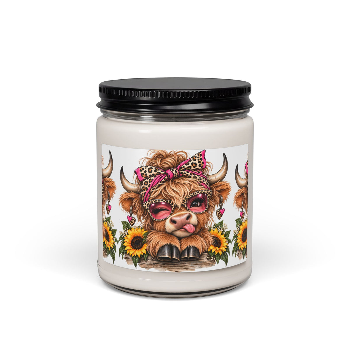 Cowgirl Cow Soy Candle — Sunflower & Farmhouse Decor Scented 9oz