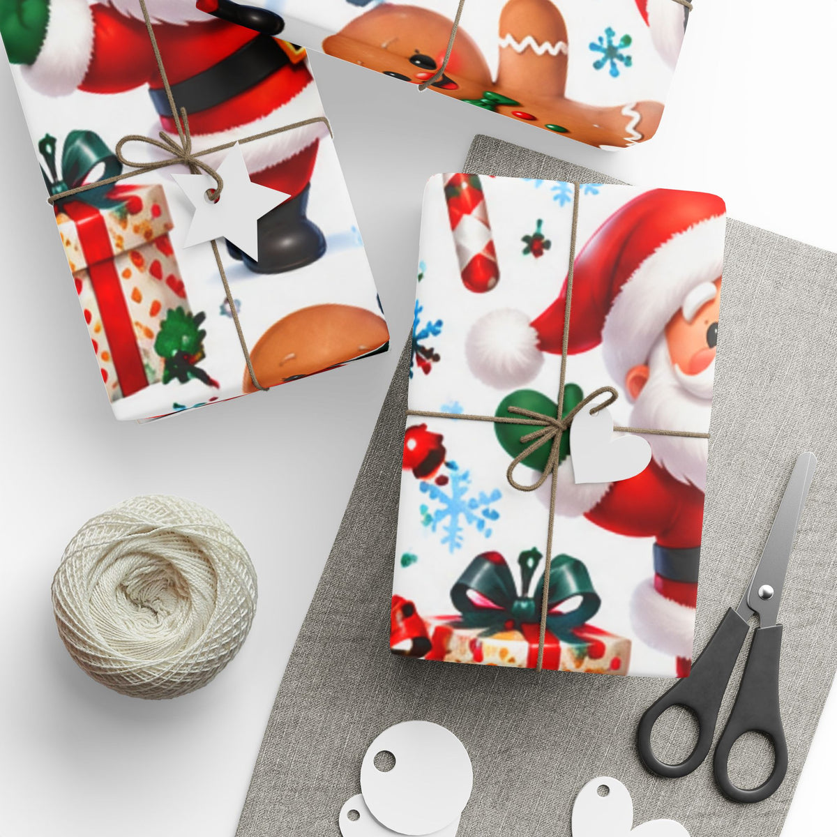 Christmas Wrapping Paper Roll — Cute Santa, Snowman, Penguin & Reindeer Holiday Gift Wrap