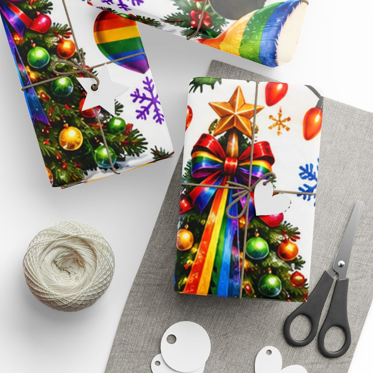 Rainbow Pride Christmas Wrapping Paper – Festive Gnome & Heart Gift Wrap