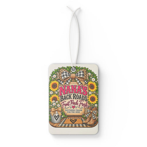 Car Air Freshener — "Nana’s Back Roads: Sweet Porch Porch" Vintage Sunflower Scented Car Air Freshener