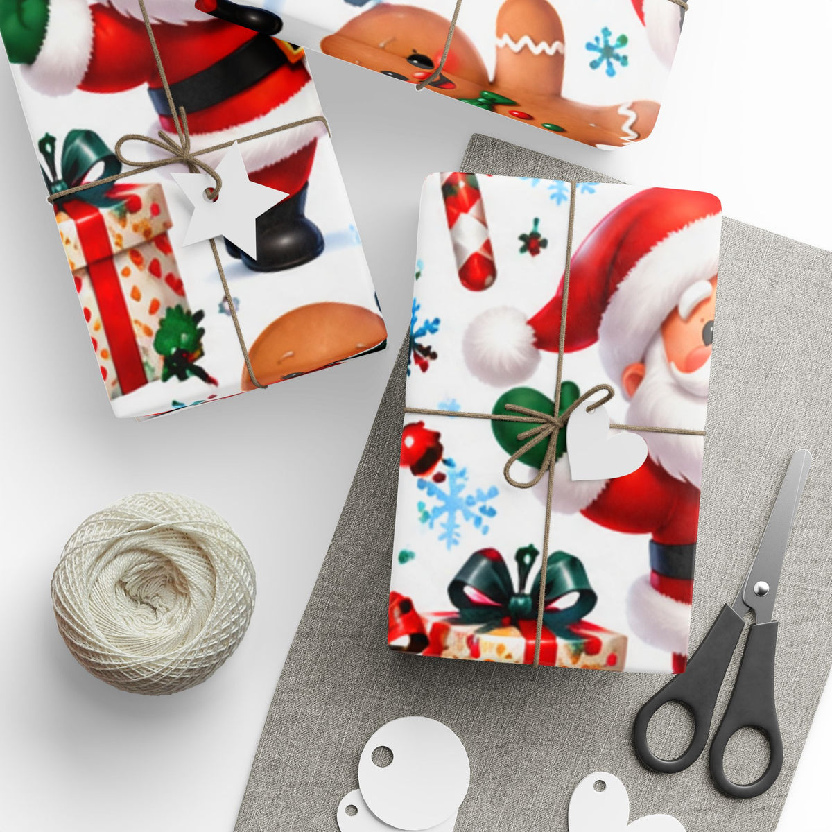 Christmas Wrapping Paper Roll — Cute Santa, Snowman, Penguin & Reindeer Holiday Gift Wrap