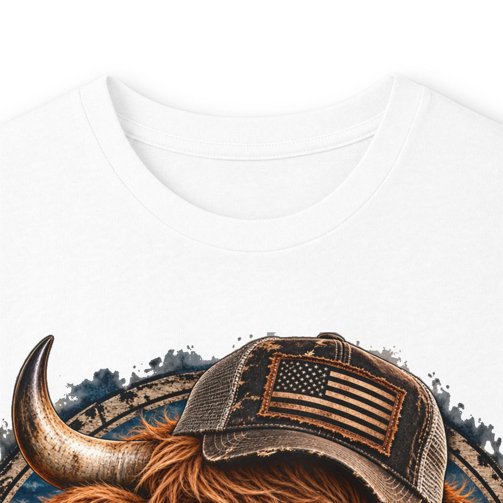Long Sleeve Tee with Fierce Highland Cow Farmhouse Design