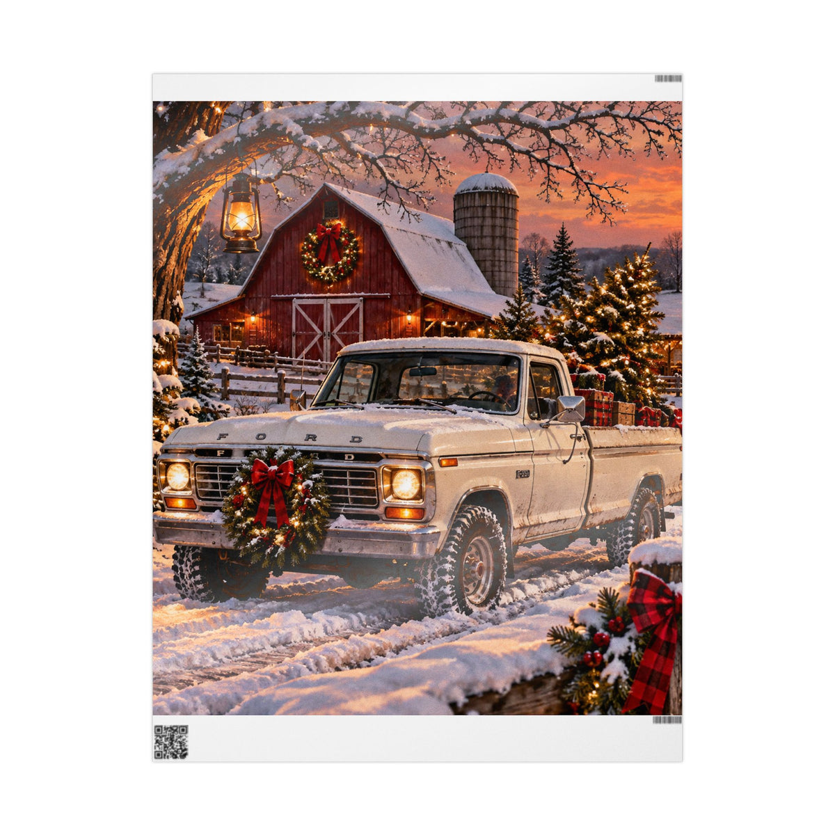 Vintage Truck Christmas Wrapping Paper - Rustic Farm Holiday Gift Wrap