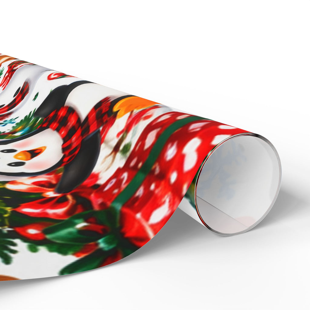 Christmas Wrapping Paper Roll — Cute Santa, Snowman, Penguin & Reindeer Holiday Gift Wrap