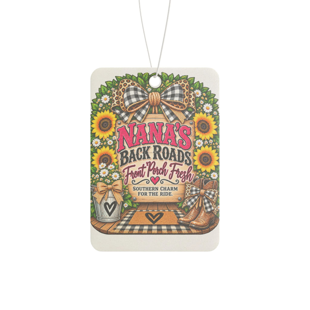 Car Air Freshener — "Nana’s Back Roads: Sweet Porch Porch" Vintage Sunflower Scented Car Air Freshener