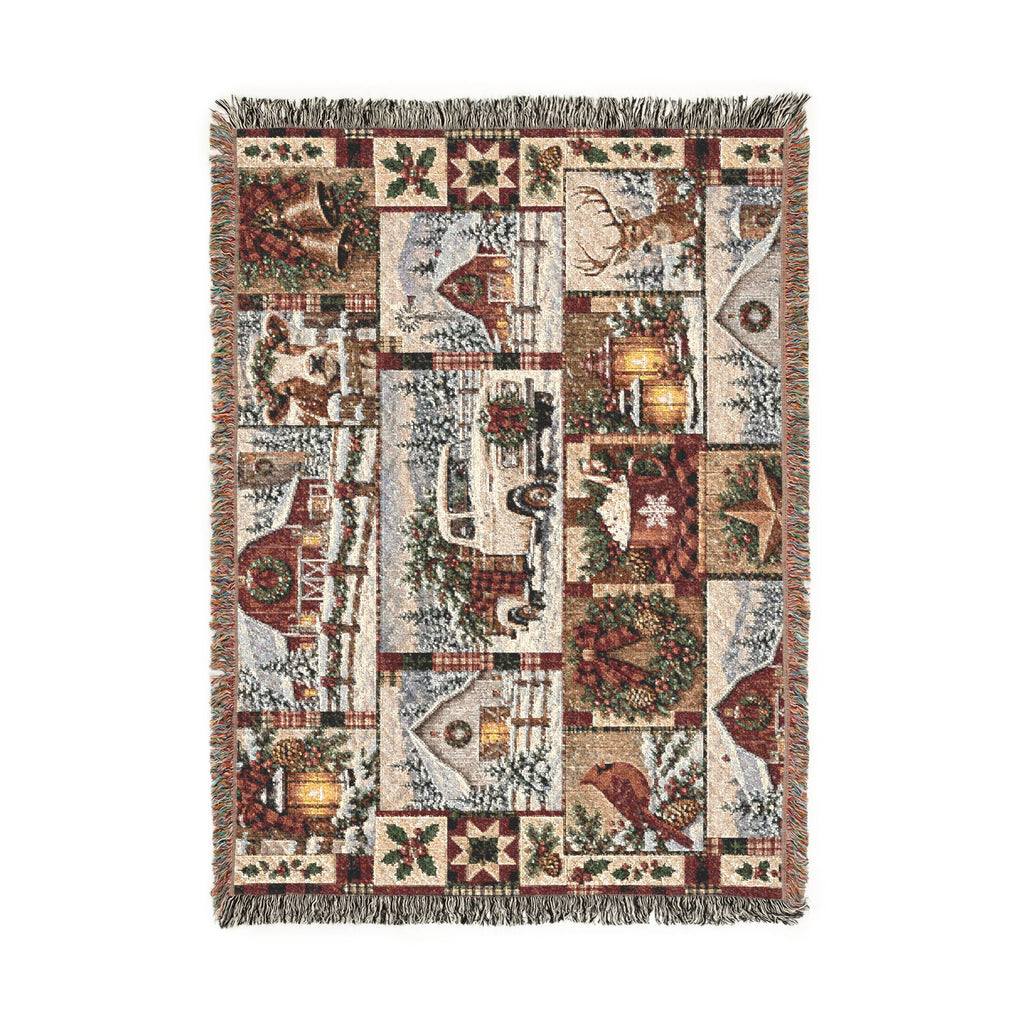 Cozy Winter Village Christmas Woven Blanket