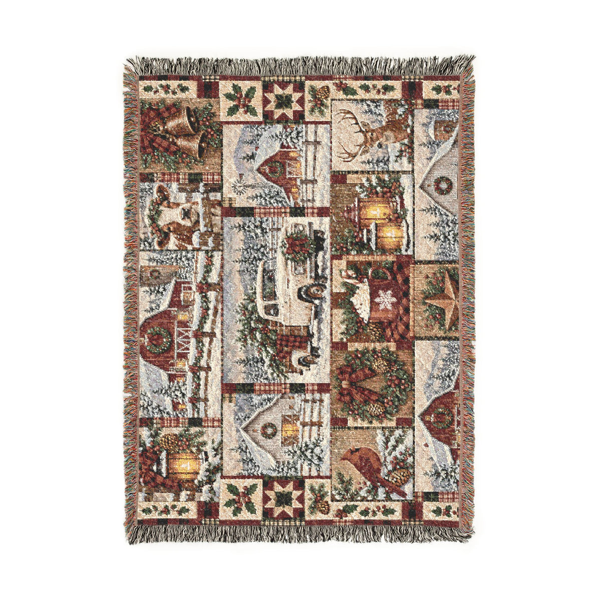 Cozy Winter Village Christmas Woven Blanket