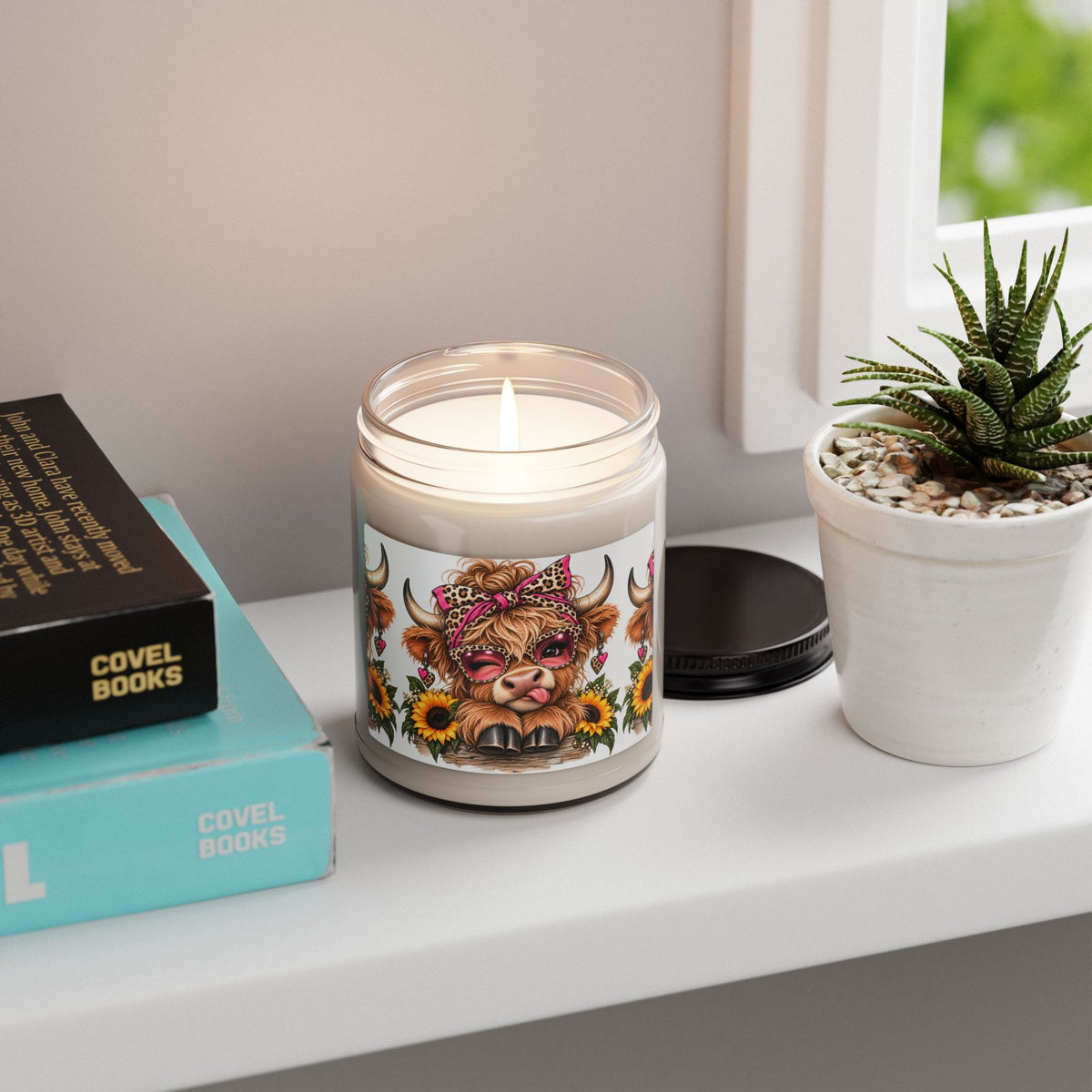 Cowgirl Cow Soy Candle — Sunflower & Farmhouse Decor Scented 9oz