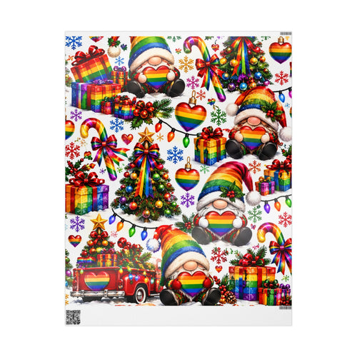 Rainbow Pride Christmas Wrapping Paper – Festive Gnome & Heart Gift Wrap