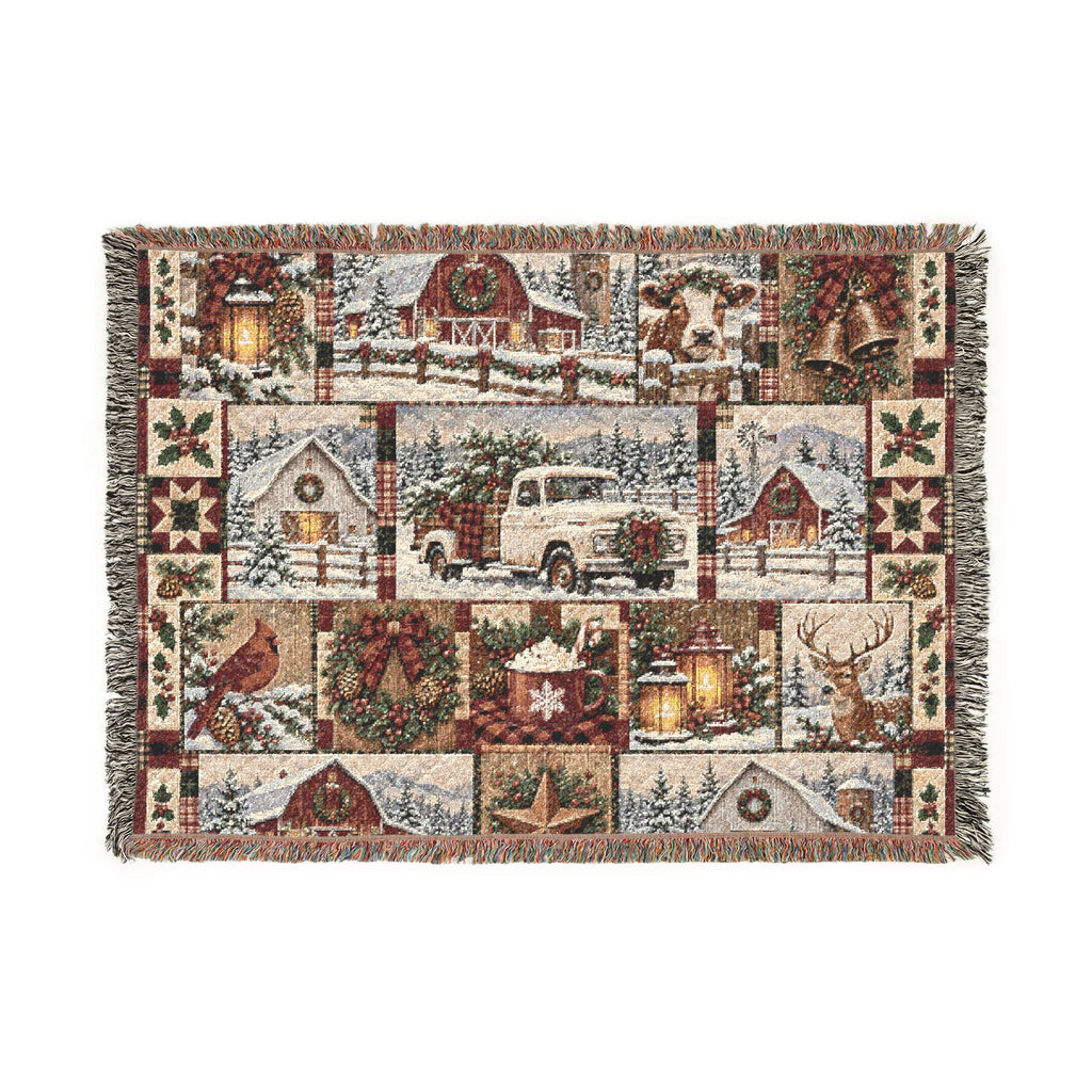 Cozy Winter Village Christmas Woven Blanket