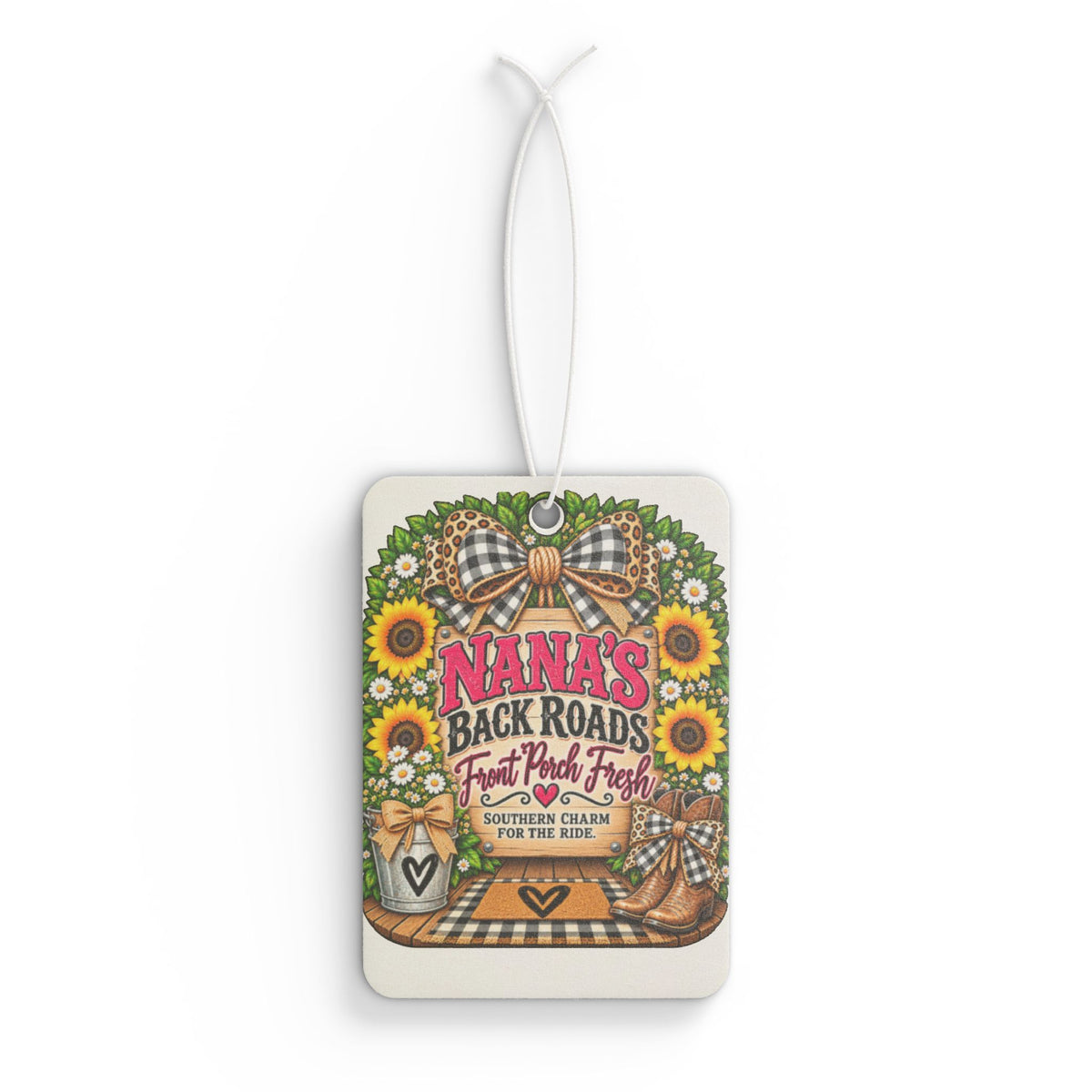 Car Air Freshener — "Nana’s Back Roads: Sweet Porch Porch" Vintage Sunflower Scented Car Air Freshener