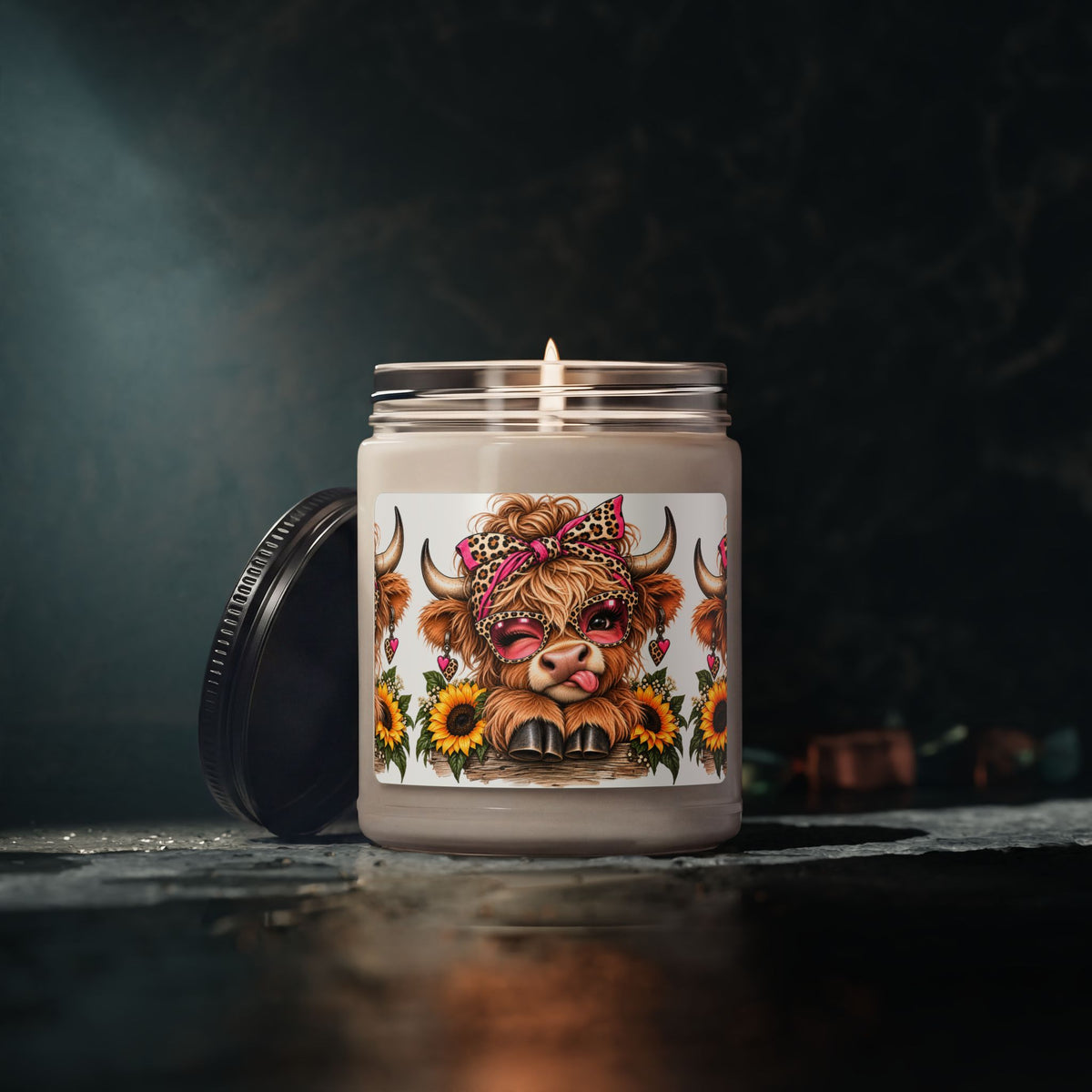 Cowgirl Cow Soy Candle — Sunflower & Farmhouse Decor Scented 9oz