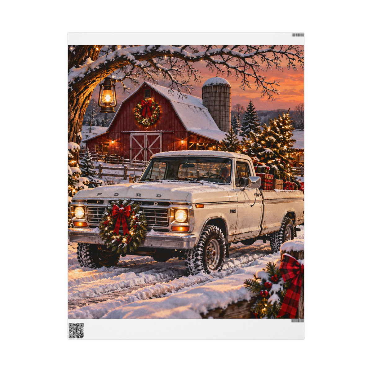 Vintage Truck Christmas Wrapping Paper - Rustic Farm Holiday Gift Wrap