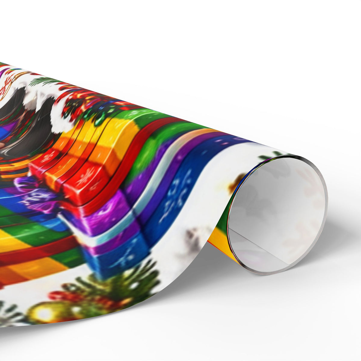 Rainbow Pride Christmas Wrapping Paper – Festive Gnome & Heart Gift Wrap