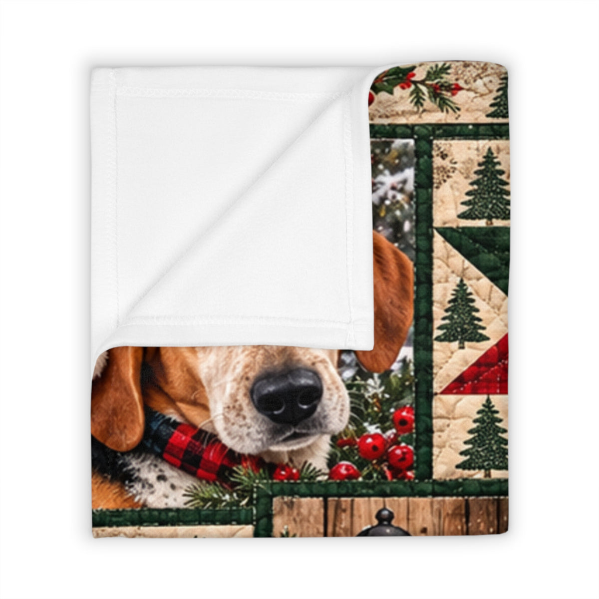 Christmas Dog Patchwork Throw Blanket — Festive Labrador Holiday Throw