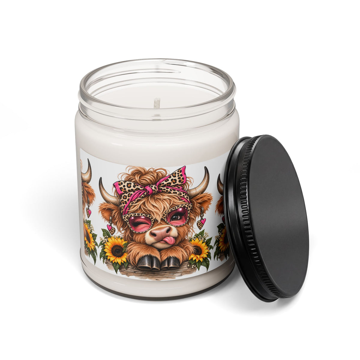 Cowgirl Cow Soy Candle — Sunflower & Farmhouse Decor Scented 9oz