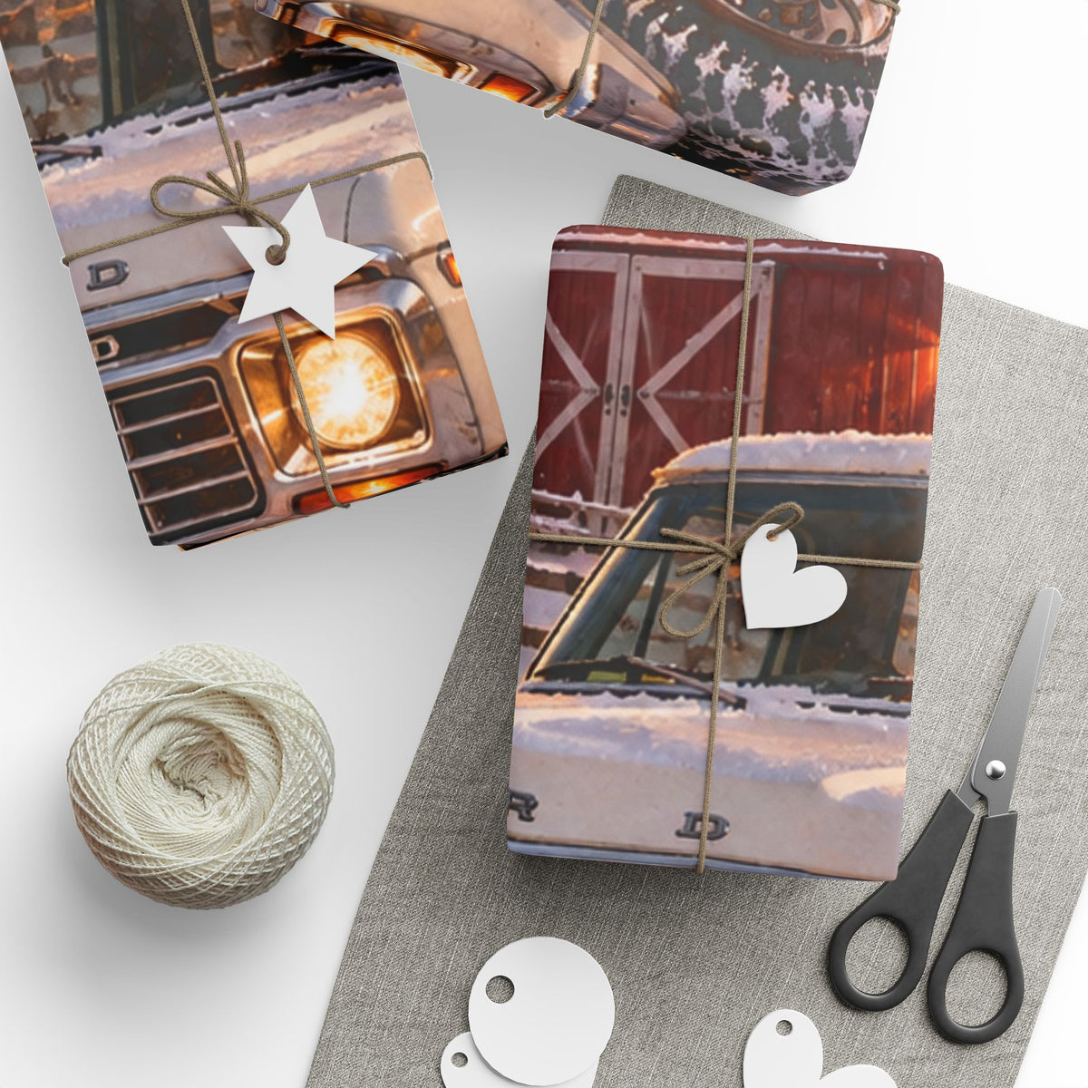 Vintage Truck Christmas Wrapping Paper - Rustic Farm Holiday Gift Wrap