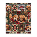 Christmas Dog Patchwork Throw Blanket — Festive Labrador Holiday Throw