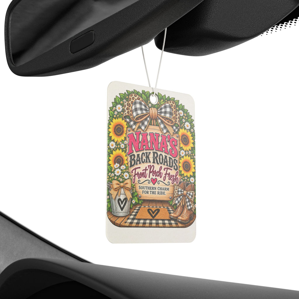 Car Air Freshener — "Nana’s Back Roads: Sweet Porch Porch" Vintage Sunflower Scented Car Air Freshener