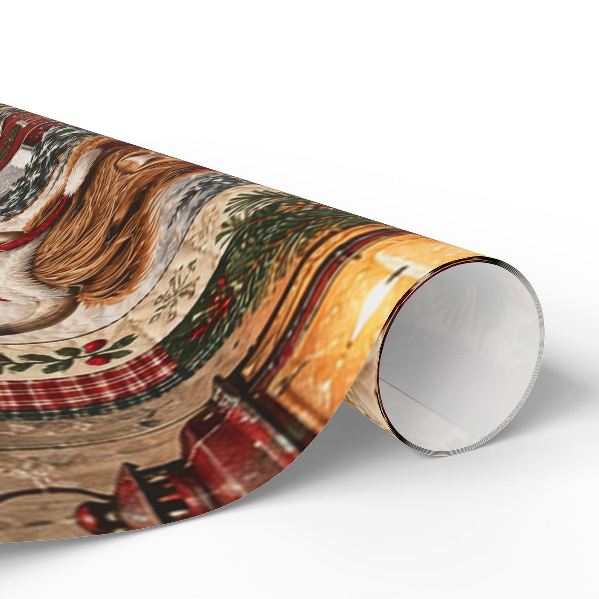 Christmas Farmhouse Wrapping Paper – Rustic Holiday Patchwork Design